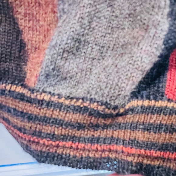 Tuttle 100% Alpaca wool colorful geometric pattern crew neck pullover sweater L - Picture 3 of 9